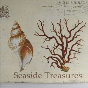 Set Coastal Postcard Style Shabby Chic Beachy Wooden Pictures (2)